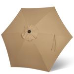 Blissun 7.5ft Patio Umbrella Replacement Canopy, Market Umbrella Top, Outdoor Table Umbrella Canopy for 6 Ribs (Tan)