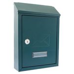 Burg-Wachter MB09G Avon Rear Entry Wall Mounted Galvanised Steel Lockable Weatherproof Post Box - Green - 21x30x7cm