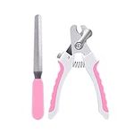 TopE Professional Pet Nail Trimmer with Safety Guard to Avoid Over-cutting Include Nail Clipper and Nail File for Small and Medium Dogs Cats Rabbits Birds, Pink