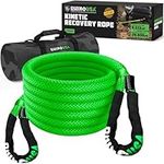 Rhino USA Kinetic Recovery Tow Rope Heavy Duty Offroad Snatch Strap for UTV, ATV, Truck, Car, Tractor - Ultimate Elastic Straps Towing Gear - Guaranteed for Life! (7/8" x 20' Green)