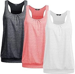Beyove Womens Sleeveless Round Neck Loose Fit Racerback Yoga Tank Top (Pack of 3)