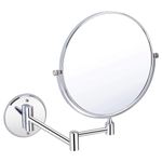 KKD® Stainless Steel Body Two-Sided 360° Swivel Shaving Mirror/Makeup Mirror/Vanity Mirror Wall Mounted with 5X Magnification,Chrome Finish (8 inches-5X, Chrome)