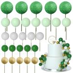 ASTARON 50 Pcs Ball Cake Topper Sticks Mini Balloons for Cake Decorating Supplies Foam Balls Cake decorations for Baby Shower Cake Birthday Cake Toppers Decorations (Green Series)