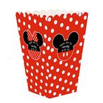 MOAXMOA Set of 24 Mouse Popcorn Boxes Birthday Party Treat Box, Red and White Snack Boxes for Movie Theater Night, Mickey Minnie Themed Party Decoration Favors