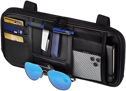 Fancy Mobility Car Sun Visor Organizer – Car, SUV, Truck Interior Accessories - Magnetic Glasses Holder & Full Length Horizontal Pockets, Allows Safe Driving - 12.2 X 6.1 in, Black
