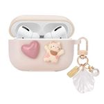 Excefore Cute Kawaii for AirPod Pro 2 Case with Shell Pearl Keychain, Love Heart Cat Design Silicone TPU Cover Compatible with AirPods Pro 2nd Generation 2022, Case for Women and Girls