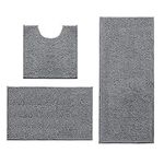 Bathroom Set, Bathroom Rugs Sets 3 Piece Anti-Slip Chenille Bathroom Mats and Rugs Sets, Absorbent Bath Mat for Tub, Shower, Bath Room, Kitchen, Machine Washable (40x60_50x80_50x50cm, Dark Gray)