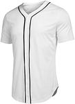 COOFANDY Mens Baseball Jersey Button Down Shirts Hipster Hip Hop T Shirts Active Team Sports Uniforms (WhiteX-Large)