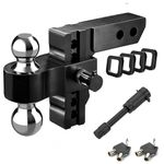 Gleyi 2.5 Inch Receiver Aluminum Adjustable Trailer Hitch, Heavy Duty Dual Ball 2" and 2-5/16" (18,500 LBS GTW), 5" Drop/Rise Drop Hitch, Ball Mount, Towing Hitch with Double Anti-Theft Pins Locks