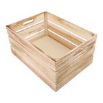 green leaves Sturdy Natural Wooden Apple Crates Retail Display Shelf Box Storage Gift Hampers (Large)