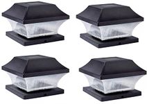 Rheme Solar 4 Pack Post Lights Outdoor Glass LED Fence Cap Light 2 Modes for 4x4 5x5 6x6 Posts Deck Patio Garden Decoration