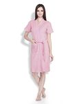 Sanddune Women Bathrobe | Terry Cotton Shower Gown | Half Sleeve Knee Length Ladies Bath Robes | Pocket with Waist belt Girls Bathrobes | Pink Bathrobe - Extra Large Size