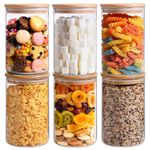 ComSaf 950ml Glass Storage Containers with Lids, Glass Jars with Bamboo Lids, Clear Food Storage Jar, Round Glass Canister Set of 6, Pantry Organizers and Storage for Pasta Flour Rice Tea Coffee Bean