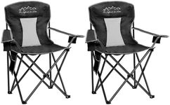 SAILARY 2PCS Mesh Folding Camping Chairs, Oversized Portable Outdoor Chairs, Weight Capacity 325 lbs with Cup Holder, Storage Pocket, Carry Bag Black