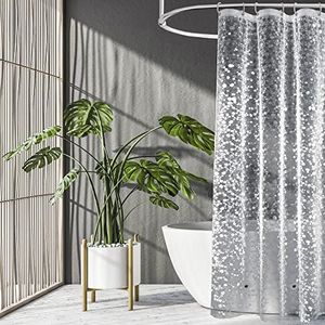 UFRIDAY Stall Shower Curtain Liner 36x72 Inch,EVA Plastic Waterproof Shower Curtain with 2 Magnets,Heavy Duty,Semi Transparent, 3D Cobblestone Bathroom Liner