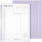 Planner Undated, Asten Daily Planner Agenda with To Do List, Hourly Planner for Women and Men, Spiral Appointment Book Planner Notebook with Elastic Closure, Day Planner for ADHD 8.5" x 11" (Purple)