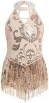 Girls Sequin Bodysuit Fringe Halter