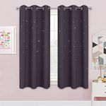 NICETOWN Blackout Curtains for Girls Bedroom Kids Room, Home Fashion Cut Out Star Window Curtains for Living Room Baby Nursery/Thanksgiving, W42 x L63 inch, Greyish Purple, 2 Panels
