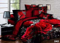 3D 4 Piece Beautiful Printed Multi Designs Duvet/Quilt Cover Complete Bedding Sets (242, Double)