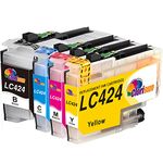 Clorisun LC424 Ink Cartridges for Brother LC424 Ink Cartridges Replacement for Brother DCP-J1200W Printer (Black, Cyan, Magenta, Yellow, 4 Pack)