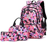 Kids School Bag with Lunch Bag and Pencil Case Elementary School Backpacks for Teen Girls 3 in 1 Backpack Sets, S-Black, Small, Daypack Backpacks