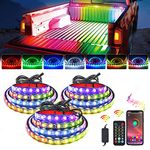 Nilight Truck Bed Light Strip RGB-IC LED Lights for Truck Bed Pickup Multi Dream Color DIY Music synchronous with APP and RF Remote Control 3PCS 60 inch Truck Bed Lighting