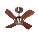 Polycab Superia SP06 600mm Premium Wooden Finish 4-Blades Designer Ceiling Fan For Home | 100% Copper Winding Motor | High Speed & High Air Delivery | 2 years warranty【Antique Copper Rosewood】