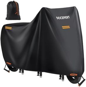 DOCEPERT Housse de Moto imperméable en Tissu Oxford 420D Toutes Saisons avec 4 Bandes réfléchissantes, 3 Boucles Coupe-Vent, Trous de Verrouillage Avant et arrière (M 200x86x101cm)