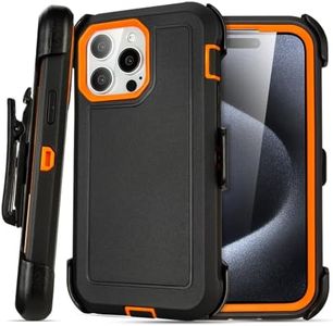 Yowtrey for iPhone 16 Pro Case with Clip Belt Holster, Heavy Duty Military Grade Drop Case for iPhone 16 Pro Cover 6.1"(Black+Orange)