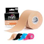 Meglio Kinesiology Tape - Uncut 5m Roll Sports Tape Strapping for Injuries, Support Muscle Tape, K Tape, Physio Tape, Trans Tape, Athletic Tape, Breathable & Waterproof | (Beige)