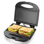 Aigostar Sandwich Maker with Non-stick Deep Grid Surface for Egg, Ham, Steaks Compact Electric Grill Black, ETL Certificated, Roy