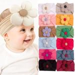 BAKEFY - 6 Kids Soft Elastic Hairband Large Flower Baby Headband Infant Hair Accessories Baby Headband Turban Knotted Hair Band For Girls For Newborn, Multicolor