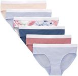 Hanes Big Girls' Originals Underwear, Boyshort Stretch Cotton, 6-Pack, Ivory/Blue/Pink/Tie Dye Print-Hipster, 8