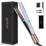 IG INGLAM Titanium Flat Iron Hair Straightener, Curling Iron 1 Inch, Infrared Negative Ionic Hair Iron Straightener 11 Adjust Temp 250°F to 450°F, Shiny Hair Dual Voltage 110-240V, Gift, Rose Gold