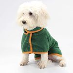 PETTOM Dog Drying Coat Small Super Absorbent Microfiber Puppy Dog Drying Robe Adjustable Dressing Gown for Small Dogs and Cat (XS,Green)