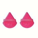 2 Pcs Reusable Triangle Powder Puffs for Pressed & Loose Powder, Make Up Puff, Velvet Face Powder Puff, Foundation Tool Dry Wet Make Up Powder Puff, Hot Pink Perfection Powder Puff (Hot Pink)