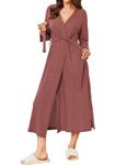 Ekouaer Waffle Robes for Women Long Lightweight Soft Knit Bathrobe Soft Dressing Gown, Small