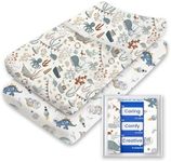 Extra Stretchy Changing Pad Cover, TotBasic Ultra Soft Premium Jersey Knit Changing Pad Sheets, Unisex for Boys Girls, Fits All Standard Changing Tables/Dresser Tops - 2 Pack (Dino + Whale)