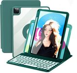 AnMengXinLing Vertical Keyboard Case for iPad 9th/ 8th/ 7th Generation10.2 inch/Air3/Pro10.5 Case with Keyboard and Pencil Holder, Magnetic Rotating Detachable Case (Magnetic-Teal)