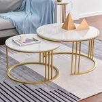 Z H HANDICRAFTS Set of 2 Nesting Tables, Round Tea Table, Side Snacker Table for Modern Leisure Sofa, Round Coffee Table, Side Table