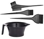 GEUNPA Hair Dye Brush Hair Color Bush Plastic 4PC Hair Colour Comb, Dye Brush and Hair Color Apron Mixing Bowl Hair Colouring Kit (Black, Pack of 4)