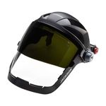 Jackson Safety 14233 Quad 500 Premium Multi-Purpose Face shield/Face Guard; Ratcheting Headgear, Clear Tint, Anti-Fog Coating, visor face protection with 8 IR rated Flipshade, Black