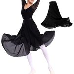 Baisdan Women Ballet Wrap Skirt Chiffon Ballet Skirt Sheer Long Dance Skirt Ballet Dance Dancewear Black