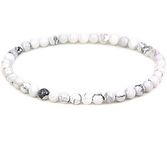 SIMPLÍ BASIC Natural White Howlite Healing Gemstone Bracelet 4mm Bead | Insomnia Relief | Pain Relief | Stress Relief | Improves Memory | Chakra Bracelet | Inc Gift Box