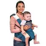 Polka Tots 6 in 1 Hip Seat Baby Carrier with Airbag Seat in Blue Color, Adjustable Waist and Comfortable Lumbar Support with Trendy Carry Bag, Mostly Suitable for C Section Mother (3 to 36 Months)