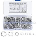 300 Pcs Internal Star Tooth Lock Washers, 304 Stainless Steel Starlock Washers, Quick Speed Push On Speed Clips Fasteners Locking Washers Assortment - M3/M4/M5/M6/M8/M10/M12