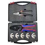 Dehmy VX-9CQK quick change crimping tool Ratcheting Wire Stripper Cable Terminal Crimper Pliers For MC4, Ferrule, Nylon, Insulated-Non-Insulated Terminals