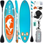 FunWater SUP Inflatable Stand Up Paddle Board Ultra-Light Inflatable Paddleboard with SUP Accessories, Fins, Adjustable Paddle, Pump,Backpack, Leash, Waterproof Phone Bag, Kayak Seat (Blue)