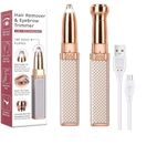 VIFORA Eyebrow Trimmer for Women - 2in1 Facial Hair Remover Machine with Replaceable Heads, Hair Removal Machine For Women For Eyebrows, Face, Lips, and Nose Hair Remover with Light (Diamond-Multicolour)