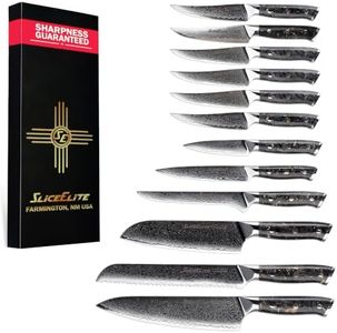 SliceElite Elite Series 12 Piece VG10 Damascus Kitchen Knife Set Chef Santoku Bread Utility Paring Fillet Steak Blades Forged Carbon Fiber Handle Cooking Cutlery Gift Box Professional Culinary Knives
